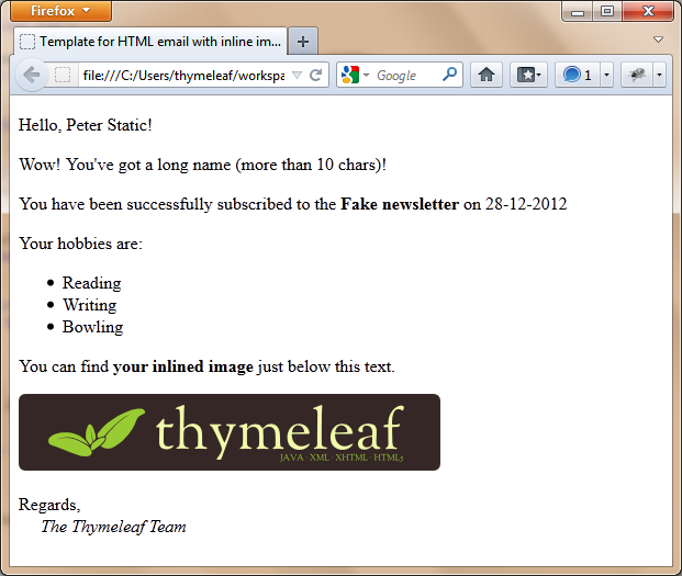 Sending email in Spring with Thymeleaf 